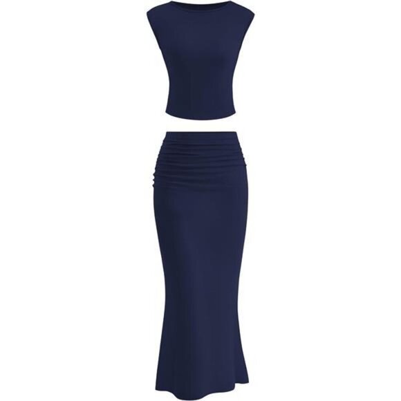 2 Piece Sets for Women Navy Blue - Picture 1 of 6